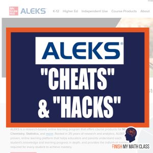 ALEKS website screenshot with overlay text saying 'ALEKS Cheats and Hacks'
