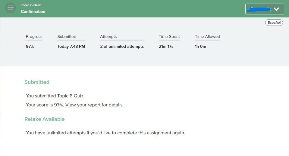 ALEKS quiz completed with 97% score by Finish My Math Class