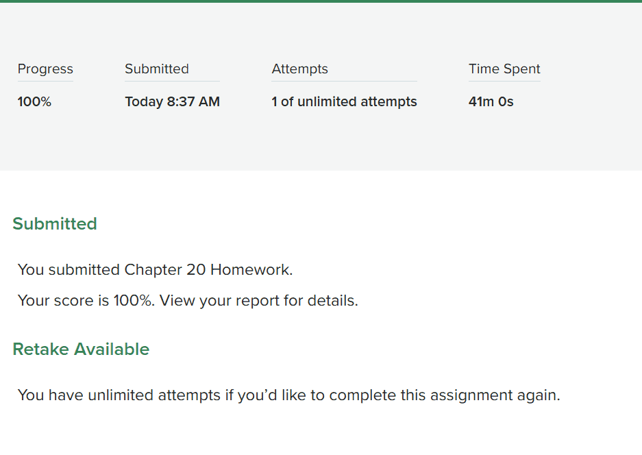 ALEKS Chemistry Chapter 20 homework showing 100% score