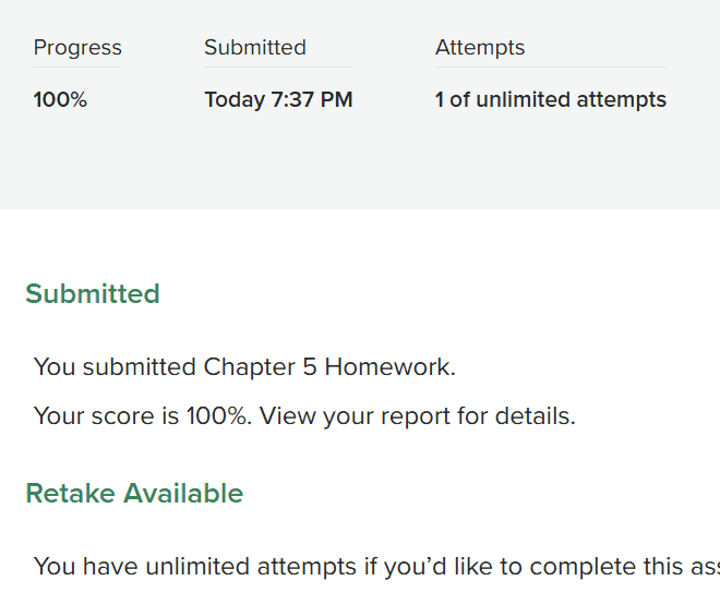 CHE231 Chapter 5 homework assignment completed successfully