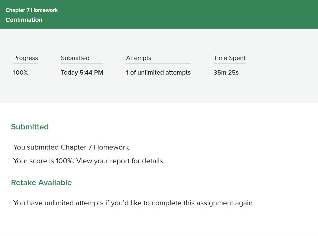 CHE231 Chapter 7 homework on ALEKS completed with high score