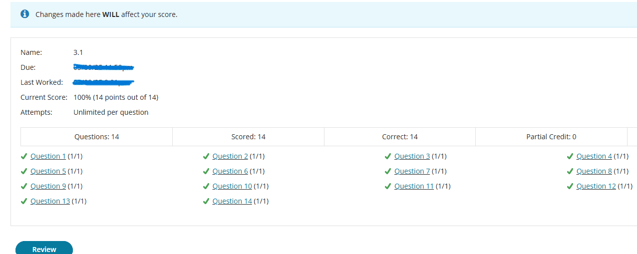 MyMathLab Algebra homework showing perfect 100% score achieved by Finish My Math Class experts