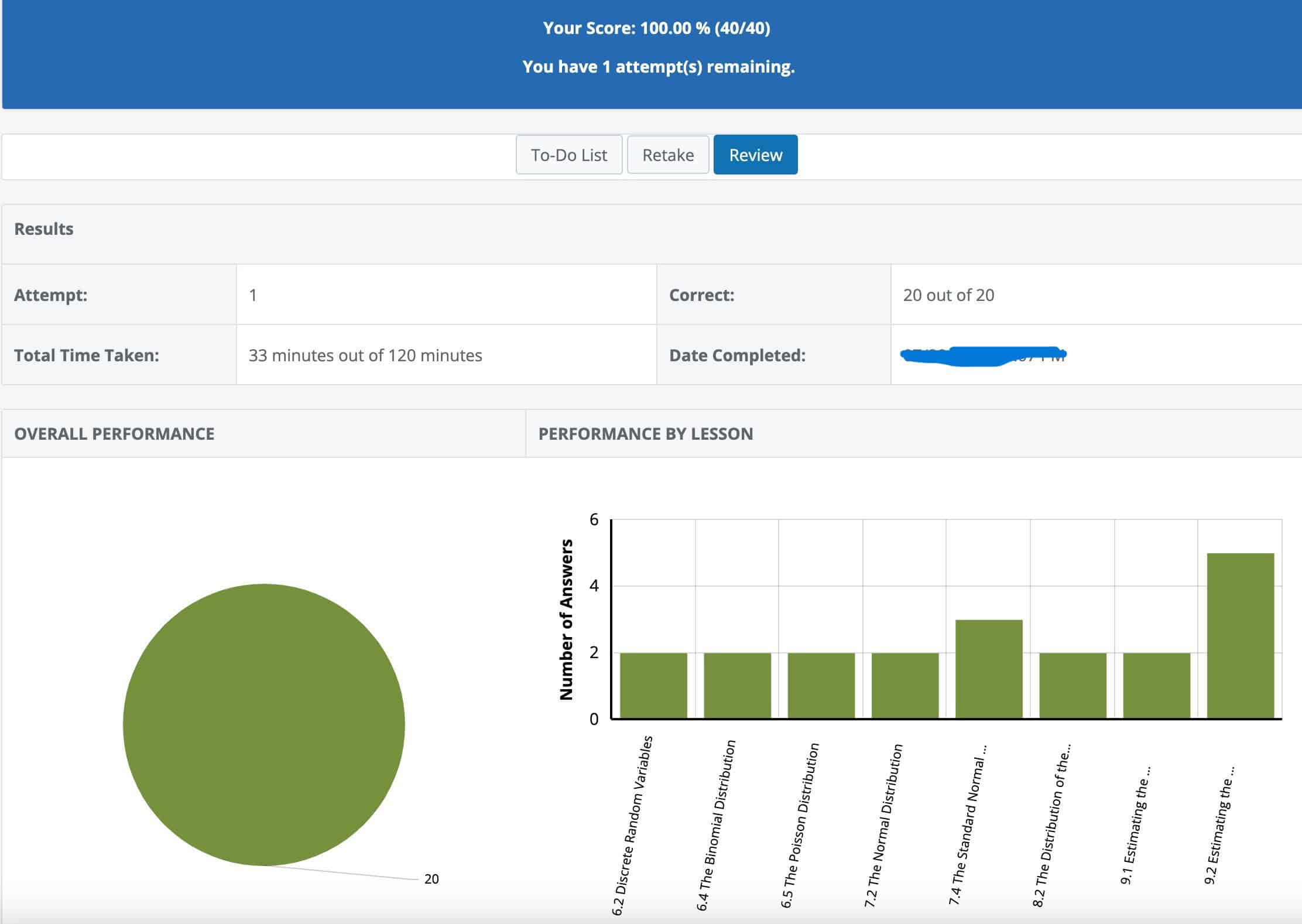 Hawkes Statistics quiz completed with 100% score