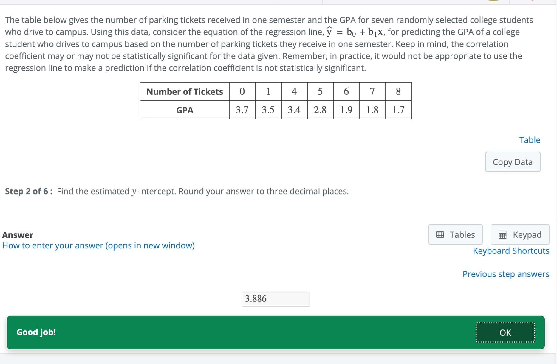 Hawkes Statistics regression problem example